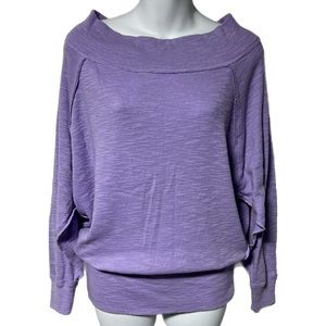 We The Free People Lavender Purple Slub Knit Off Shoulder Tunic Top Shirt XS